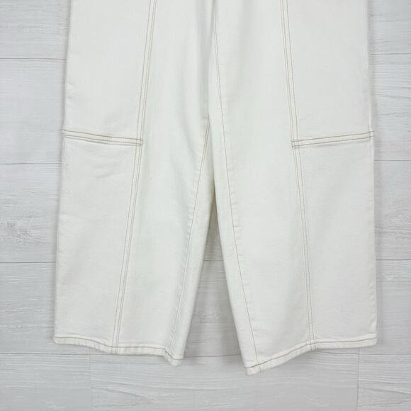 Rails Denim Size 29 The Getty Crop Utility Wide Leg Jeans Ecru High Rise Preppy - Picture 6 of 16